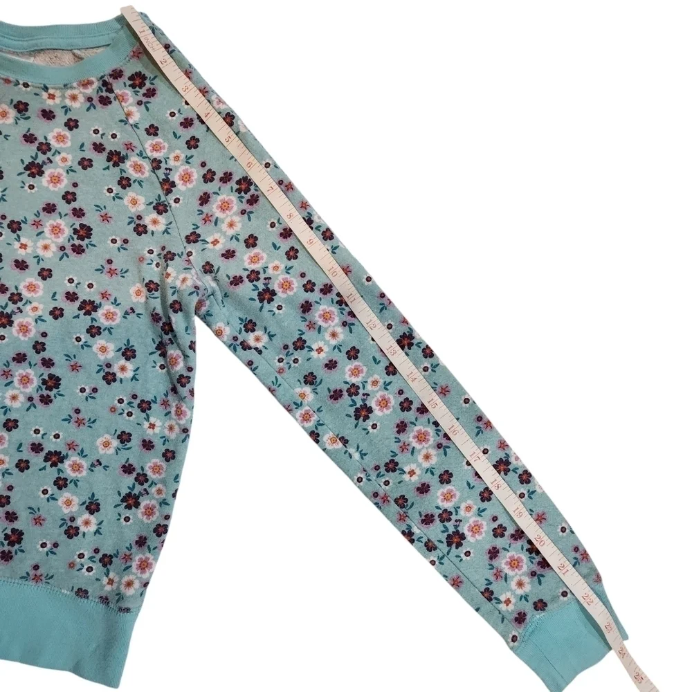 Athletic Works Girl Floral Printed Lightweight Long Sleeve Sweatshirt Size M 7-8